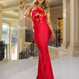 Jessica Angel Women's Floral Cutout Gown with Strappy Design