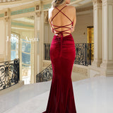 Jessica Angel Women's Velvet Strappy Gown with Side Slit