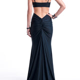 Cutout Ruched Mermaid Evening Gown