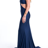 Cutout Ruched Mermaid Evening Gown