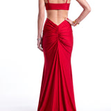 Cutout Ruched Mermaid Evening Gown