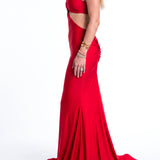 Cutout Ruched Mermaid Evening Gown