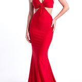 Cutout Ruched Mermaid Evening Gown